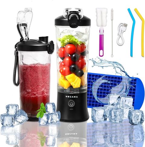 Portable Blender, Personal Size Blender for Shakes and Smoothies, 20 Oz Cup, Waterproof Mini Blender With Rechargeable USB, Juicer with 6 Blades for Home, Kitchen, Travel, Sports (Black) in Saudi Arabia