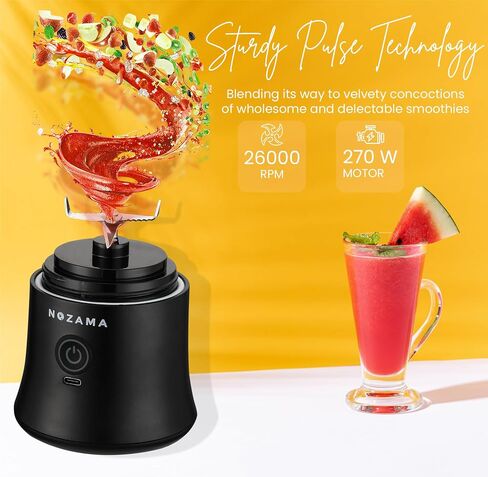 Portable Blender, Personal Size Blender for Shakes and Smoothies, 20 Oz Cup, Waterproof Mini Blender With Rechargeable USB, Juicer with 6 Blades for Home, Kitchen, Travel, Sports (Black) in Saudi Arabia