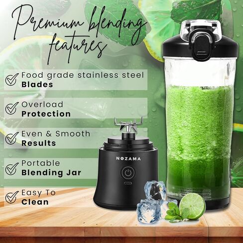 Portable Blender, Personal Size Blender for Shakes and Smoothies, 20 Oz Cup, Waterproof Mini Blender With Rechargeable USB, Juicer with 6 Blades for Home, Kitchen, Travel, Sports (Black) in Saudi Arabia