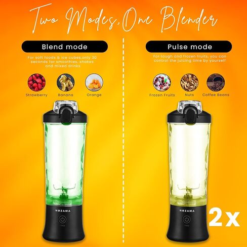Portable Blender, Personal Size Blender for Shakes and Smoothies, 20 Oz Cup, Waterproof Mini Blender With Rechargeable USB, Juicer with 6 Blades for Home, Kitchen, Travel, Sports (Black) in Saudi Arabia