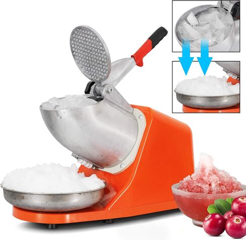 ZENY Ice Crushers Machine Electric Snow Cone Maker Stainless Steel Shaved Ice Machine 145lbs Per Hour (Orange) in Kuwait