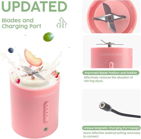 خلاط محمول للمخفوقات والسموذي، خلاطات بحجم شخصي مع كوب خلاط 16 اونصة، خلاط صغير قابل لاعادة الشحن، عصارة محمولة in Kuwait