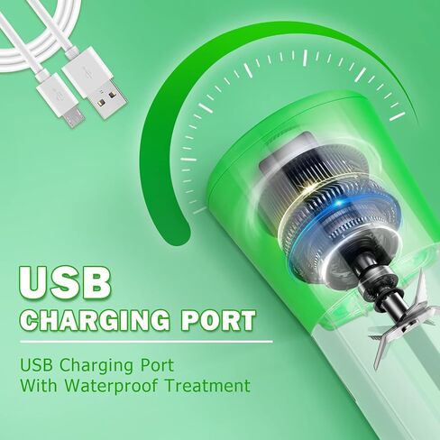 خلاط محمول للمخفوقات والعصائر، كوب عصارة 6 شفرات قابل لإعادة الشحن عبر USB، خلاط شخصي مع تشغيل بلمسة واحدة، عصير خلاط للمطبخ، والسفر والرياضة in Kuwait