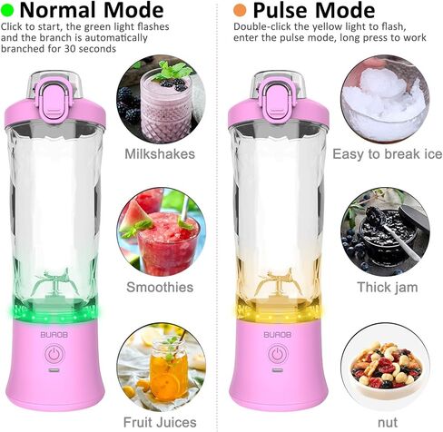 خلاط محمول، خلاط بحجم شخصي للمخفوقات والعصائر مع 6 شفرات، خلاط صغير 20 اونصة، خلاط صغير قابل لاعادة الشحن بمنفذ USB للمطبخ وصالة الالعاب الرياضية والسفر والمكتب in Kuwait