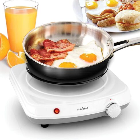 NutriChef Electric Countertop Single Food Burner-Buffet Hot Plate Dish Warmer with Adjustable Temp,LED Light-Use with Stainless Steel,Cast Iron,Magnetic Cookwares-Home,Camping-PKST11 in Saudi Arabia