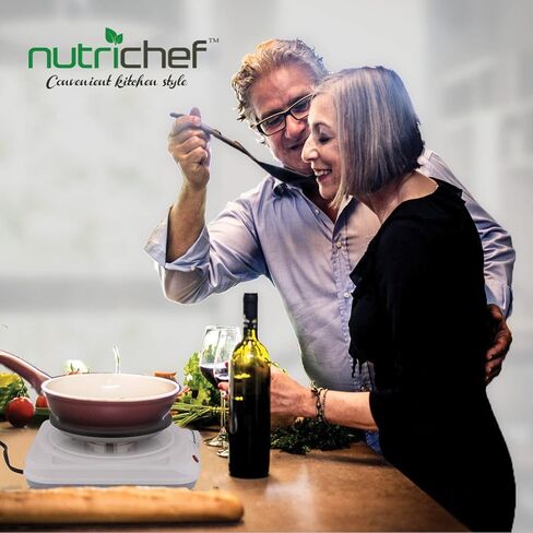 NutriChef Electric Countertop Single Food Burner-Buffet Hot Plate Dish Warmer with Adjustable Temp,LED Light-Use with Stainless Steel,Cast Iron,Magnetic Cookwares-Home,Camping-PKST11 in Saudi Arabia
