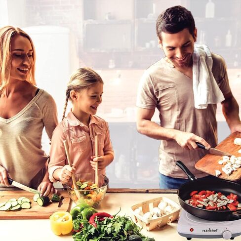 NutriChef Electric Countertop Single Food Burner-Buffet Hot Plate Dish Warmer with Adjustable Temp,LED Light-Use with Stainless Steel,Cast Iron,Magnetic Cookwares-Home,Camping-PKST11 in Saudi Arabia
