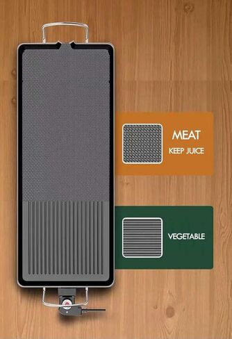 شواية كهربائية على سطح الطاولة. شواية غير لاصقة على الطراز الكوري. مقلاة شواء راكليت ياكينيكو داخلية. محمولة كبيرة جدًا. درجة حرارة قابلة للتعديل. التخييم في الأماكن المغلقة والخارجية (26.8 بوصة) in Kuwait