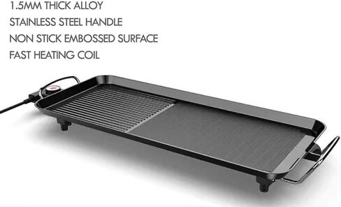 شواية كهربائية على سطح الطاولة. شواية غير لاصقة على الطراز الكوري. مقلاة شواء راكليت ياكينيكو داخلية. محمولة كبيرة جدًا. درجة حرارة قابلة للتعديل. التخييم في الأماكن المغلقة والخارجية (26.8 بوصة) in Kuwait