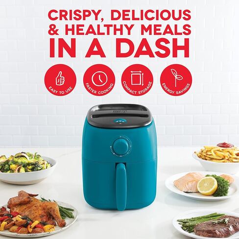 فرن مقلاة هوائية DASH Tasti-Crisp™ Express، مع درجة حرارة 400 درجة فهرنهايت، وسلة قلي غير لاصقة، ودليل الوصفة + ميزة إيقاف التشغيل التلقائي، 1000 واط، 2.6 كيو تي، أبيض in Kuwait