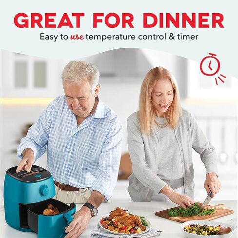 فرن مقلاة هوائية DASH Tasti-Crisp™ Express، مع درجة حرارة 400 درجة فهرنهايت، وسلة قلي غير لاصقة، ودليل الوصفة + ميزة إيقاف التشغيل التلقائي، 1000 واط، 2.6 كيو تي، أبيض in Kuwait