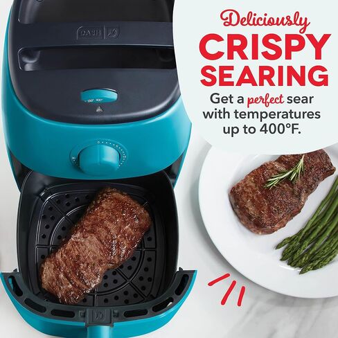 فرن مقلاة هوائية DASH Tasti-Crisp™ Express، مع درجة حرارة 400 درجة فهرنهايت، وسلة قلي غير لاصقة، ودليل الوصفة + ميزة إيقاف التشغيل التلقائي، 1000 واط، 2.6 كيو تي، أبيض in Kuwait