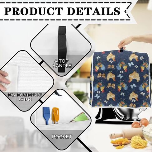Chicken Floral Pattern Kitchen Aid Mixer Cover, Food Processor Cover with Durable Hanlde and Pocket, Dust Covers for Kitchen Appliances Stand Mixer or Coffee Maker Appliance Cover in Kuwait