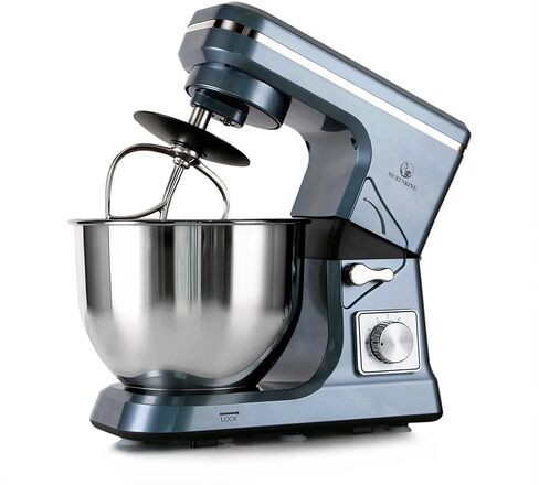 خلاط كهربائي بحامل احترافي من مورينكينج، 6 كيو تي مع مؤقت، MK37 500 وات 6 سرعات، خلاط كهربائي للطعام برأس مائل، بلاستيك (أزرق فضي) in Saudi Arabia
