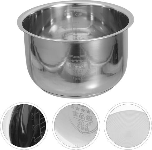 Zerodeko 2L Rice Cooker Inner Pot Replacement, Stainless Steel Rice Cooker Non Stick Inner Pot, Traditional Pressure Cooker Bowl Electric Cooker Accessories in Kuwait
