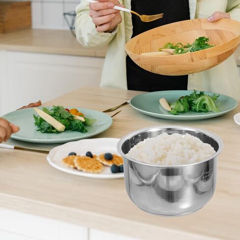 Zerodeko 2L Rice Cooker Inner Pot Replacement, Stainless Steel Rice Cooker Non Stick Inner Pot, Traditional Pressure Cooker Bowl Electric Cooker Accessories in Kuwait