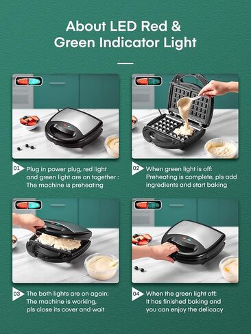ماكينة صنع الساندوتشات FOHERE 3 في 1، صانع الوافل، شواية الساندويتش، ماكينة تحضير البانيني الكهربائية المحمولة مع ألواح غير لاصقة قابلة للإزالة، أضواء مؤشر LED، مقبض بارد اللمس، محمصة، آلة الجبن المشوي in Kuwait