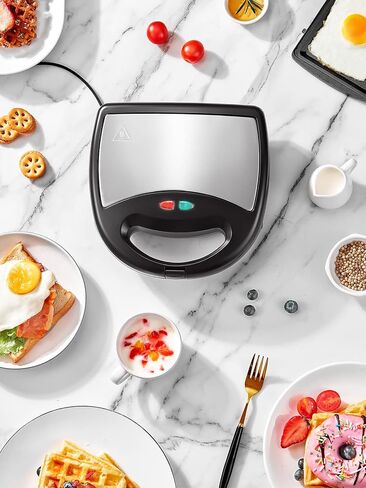 ماكينة صنع الساندوتشات FOHERE 3 في 1، صانع الوافل، شواية الساندويتش، ماكينة تحضير البانيني الكهربائية المحمولة مع ألواح غير لاصقة قابلة للإزالة، أضواء مؤشر LED، مقبض بارد اللمس، محمصة، آلة الجبن المشوي in Kuwait