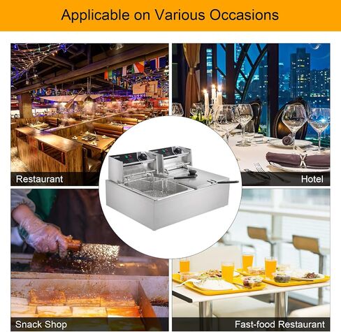 ROVSUN 22.8QT Commercial Deep Fryer with Baskets & Lids, 21.8L Stainless Steel Electric Double Fryer, Countertop Kitchen Frying Machine w/Temperature Control, French Fries Donuts 3400W in Kuwait