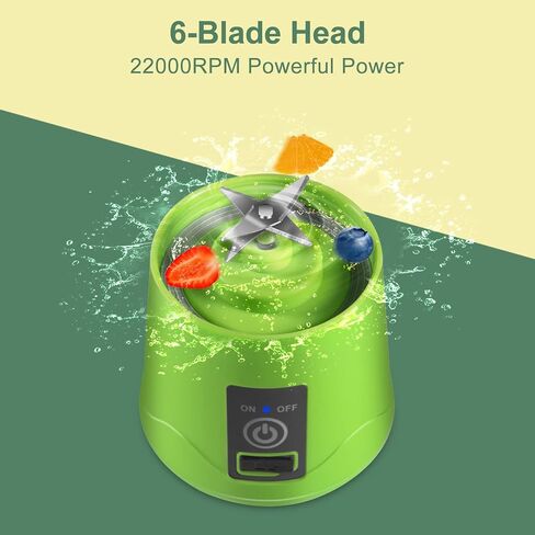 خلاط صغير محمول مع USB قابل لاعادة الشحن لعصير الفاكهة، خلاط شخصي صغير للسموذي والمخفوقات، كوب عصارة صغير للسفر 380 مل in Saudi Arabia