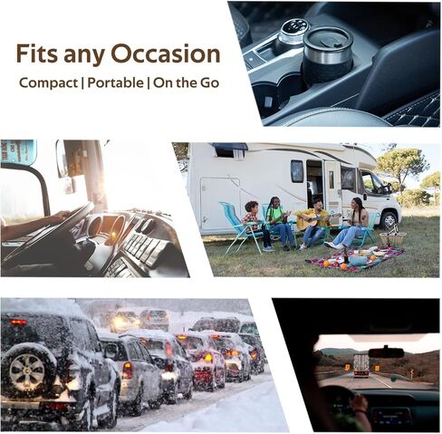 ماكينة تحضير القهوة المحمولة من افيغيتور، ماكينة صنع القهوة للسيارة 12 فولت، ماكينة قهوة للسفر للقيادة والتخييم في الهواء الطلق، ماكينة قهوة امريكانو مع كوب قهوة 10 اونصة اغلاق تلقائي (فضي واسود) in Kuwait