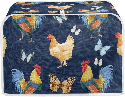 Sunflower Rooster Toaster Cover for 4 Slice, Chicken Print Small Kitchen Appliance Dust Cover for Toasters, Microwave, Bread Maker in Kuwait