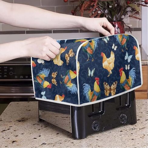 Sunflower Rooster Toaster Cover for 4 Slice, Chicken Print Small Kitchen Appliance Dust Cover for Toasters, Microwave, Bread Maker in Kuwait