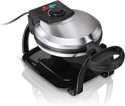 Hamilton Beach Flip Belgian Waffle Maker with Browning Control, Non-Stick Grids, Indicator Lights, Lid Lock and Drip Tray, Stainless Steel (26010R) in Saudi Arabia