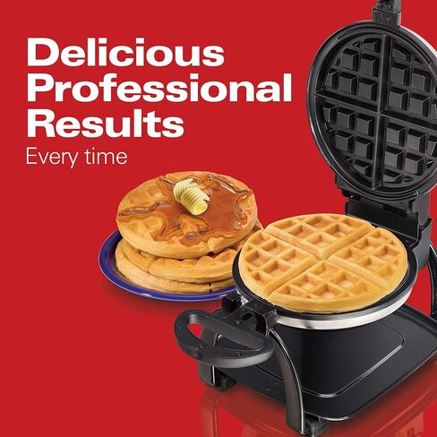 Hamilton Beach Flip Belgian Waffle Maker with Browning Control, Non-Stick Grids, Indicator Lights, Lid Lock and Drip Tray, Stainless Steel (26010R) in Saudi Arabia