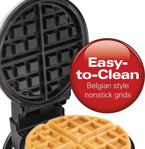 Hamilton Beach Flip Belgian Waffle Maker with Browning Control, Non-Stick Grids, Indicator Lights, Lid Lock and Drip Tray, Stainless Steel (26010R) in Saudi Arabia