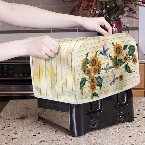 غطاء محمصة الخبز من Psesaysky Sunflower Rooster مناسب لمعظم المحامص القياسية وصانع الخبز وفرن Pscrowave وواقي الغبار وبصمات الأصابع in Kuwait