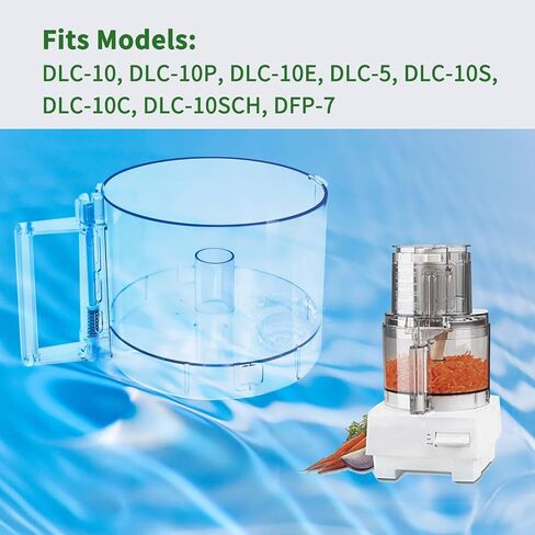 وعاء عمل محضر الطعام FP-631AGTX-1,7-Cup متوافق مع سلسلة Cuisinart DLC-10، ملاحظة: يحتوي هذا الوعاء على عروتين على الحافة العلوية لوعاء العمل in Saudi Arabia