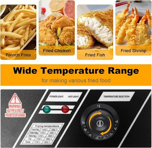 ROVSUN 11.4QT Electric Deep Fryer w/Basket & Lid, Countertop Kitchen Frying Machine, Temperature Adjustable Stainless Steel French Fryer for French Fries, Onion Rings, Donuts, 2500W 60Hz 110V in Kuwait