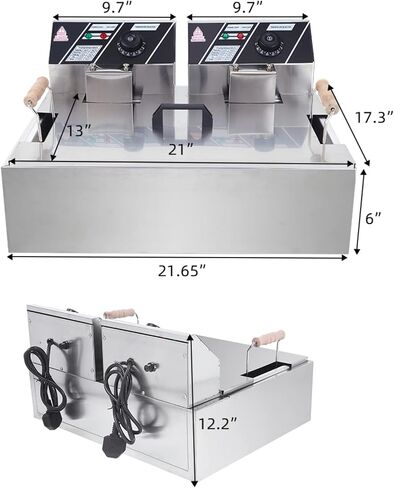 ROVSUN 11.4QT Electric Deep Fryer w/Basket & Lid, Countertop Kitchen Frying Machine, Temperature Adjustable Stainless Steel French Fryer for French Fries, Onion Rings, Donuts, 2500W 60Hz 110V in Kuwait