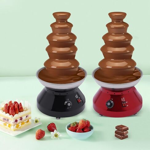 Chocolate Fountain, 5 Tier Large Capacity Stainless Steel Chocolate Melting Heating Machine, Commercial Hot Chocolate Fondue Tower for Nacho Cheese Liqueurs Party Wedding (Red) in Kuwait