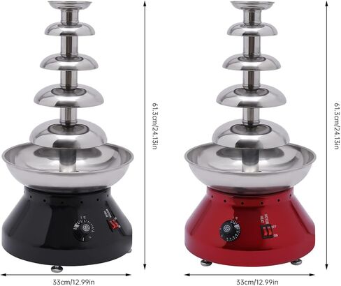 Chocolate Fountain, 5 Tier Large Capacity Stainless Steel Chocolate Melting Heating Machine, Commercial Hot Chocolate Fondue Tower for Nacho Cheese Liqueurs Party Wedding (Red) in Kuwait