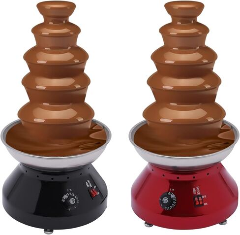 Chocolate Fountain, 5 Tier Large Capacity Stainless Steel Chocolate Melting Heating Machine, Commercial Hot Chocolate Fondue Tower for Nacho Cheese Liqueurs Party Wedding (Red) in Kuwait