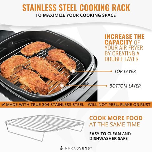 Air Fryer Rack Accessories Compatible with Ninja Crispi, Bella, Cosori, Secura, Insignia, Philips, Kalorik + More, Stainless Steel Extra Large XL Silicone Mat, Accessorios para Freidora de Aire in Saudi Arabia