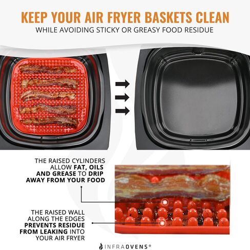 Air Fryer Rack Accessories Compatible with Ninja Crispi, Bella, Cosori, Secura, Insignia, Philips, Kalorik + More, Stainless Steel Extra Large XL Silicone Mat, Accessorios para Freidora de Aire in Saudi Arabia