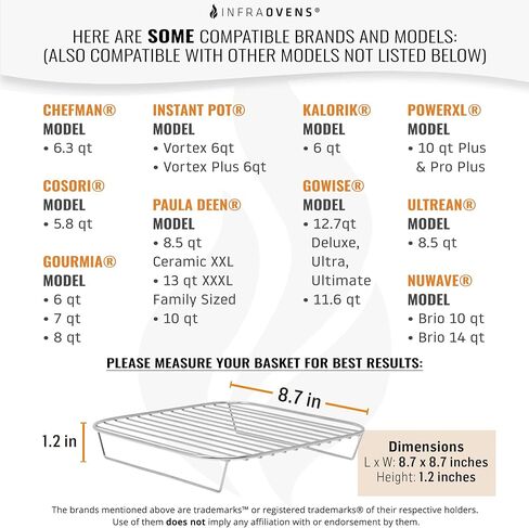 Air Fryer Rack Accessories Compatible with Ninja Crispi, Bella, Cosori, Secura, Insignia, Philips, Kalorik + More, Stainless Steel Extra Large XL Silicone Mat, Accessorios para Freidora de Aire in Saudi Arabia