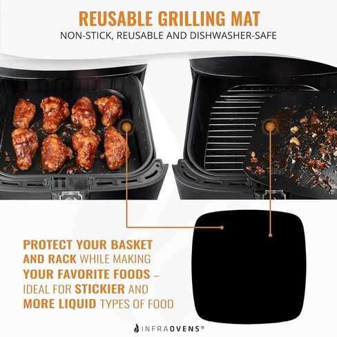 Air Fryer Rack Accessories Compatible with Ninja Crispi, Bella, Cosori, Secura, Insignia, Philips, Kalorik + More, Stainless Steel Extra Large XL Silicone Mat, Accessorios para Freidora de Aire in Saudi Arabia