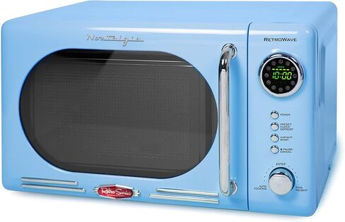 Nostalgia Retro Microwave - Countertop Microwave Oven - Includes 12 Pre-Programmed Settings and Digital Clock - 0.9 CU Ft. - 800 Watts - Yellow in Saudi Arabia