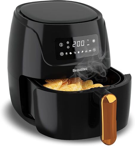 Beautitec Airfry 5.3 Qt 5L Instant Pot Air Fryer XXL Cooker Max Oil Free LED Touchscreen 7 Programs 1650W Preheat & Thermal insulatio, Temperature Control Timer, Non-stick Basket BPA Free Recipe in Saudi Arabia