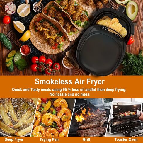 Beautitec Airfry 5.3 Qt 5L Instant Pot Air Fryer XXL Cooker Max Oil Free LED Touchscreen 7 Programs 1650W Preheat & Thermal insulatio, Temperature Control Timer, Non-stick Basket BPA Free Recipe in Saudi Arabia