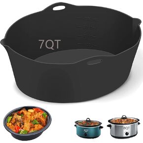 Silicone Slow Cooker Liners Fit for Crockpot & Hamilton Beach 6-7QT, Silicone Slow Cooker Divider Liner, Reusable/BPA Free/Slow Cooker Accessories Cooking Liner for Most 6 Quart Slow Cooker