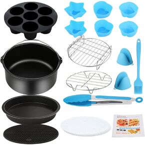 ملحقات مقلاة الهواء 12 قطعة لمقلاة الهواء Gowise Gourmia Ultrean Ninja COSORI Power XL تناسب جميع مقلاة الهواء الساخن العميقة 5.3QT - 8QT in Saudi Arabia