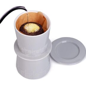 ماكينة تحضير القهوة مع كوب من لونافيتا، ماكينة تحضير القهوة بالتقطير من السيراميك، ماكينة تحضير القهوة اليدوية للاستخدام مرة واحدة للمنزل والمطبخ والمكتب والمقهى (رمادي) in Kuwait