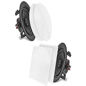 Pyle 5.25'' In-Wall/In-Ceiling Dual Speakers (Pair) - 2-Way Woofer Speaker System 1/2" Polymer Tweeter Flush Mount w/ 80Hz - 20kHz Frequency Response 150 Watts Peak 8 Ohm Rating - Pyle PDIC56 (White)