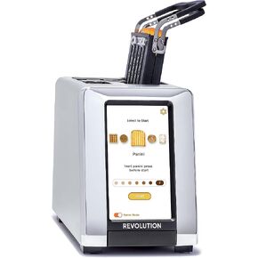 محمصة الخبز Revolution InstaGLO® R180S، مصنوعة من الفولاذ المقاوم للصدأ/الكروم + عصارة توست ريفولوشن (حزمة) - الخبز المحمص المثالي والجبن المشوي والكساديلا والبانيني في محمصة الخبز (عنصران) in Kuwait