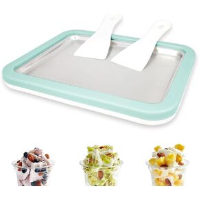 Instant Ice Cream Maker, Rolled Ice Cream Maker, Instant Gelato Pan/Roll, Homemade DIY Ice Cream for Fun Parent-Child Activities for Families Mint Green
